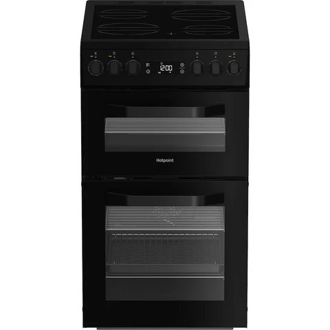 Hotpoint HDE5VDCB Black 50cm Electric Cooker with Ceramic Hob and Double Oven