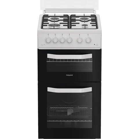 Hotpoint HTG5GCWL White Gas Cooker with 78L Oven and 4-Burner Hob