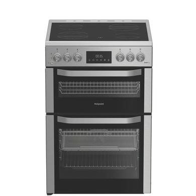 Hotpoint HDE6VDCASX Inox Electric Double Cooker with Air Fry Function - 60cm Freestanding
