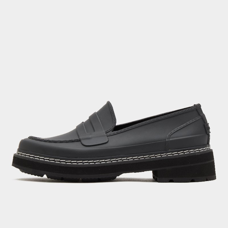 Hunter Women's Refined Stitch Penny Loafers in Black