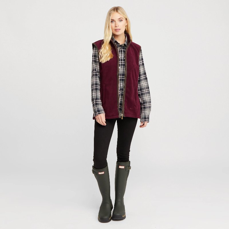 Hoggs of Fife Women's Stenton Fleece Gilet in Merlot