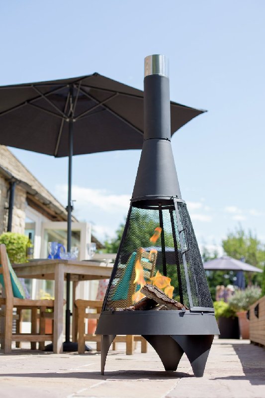 La Hacienda Mesh Colorado Chiminea - Extra Large Matt Black Steel