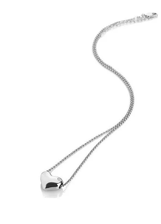 Hot Diamonds Sterling Silver Bold Heart Pendant Necklace with 1pt Diamond