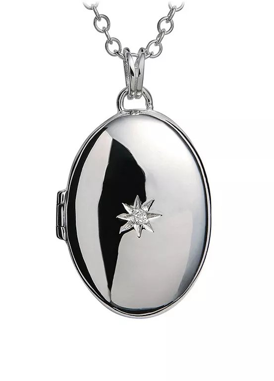 Hot Diamonds Sterling Silver Inheritance Locket Pendant Necklace with Diamond