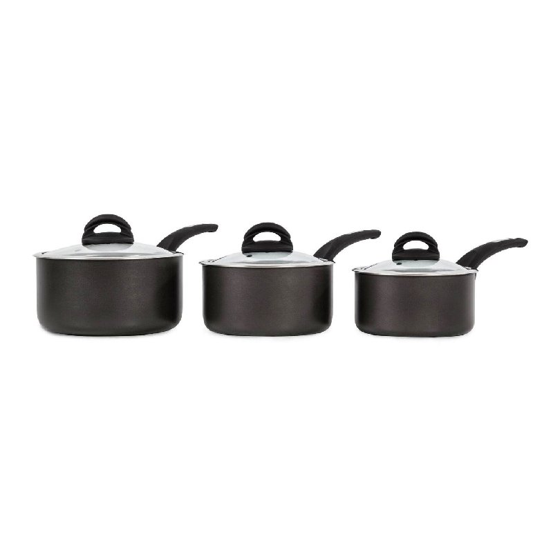 Tower Cerasure 3-Piece Saucepan Set with 16cm, 18cm & 20cm Pans and Glass Lids