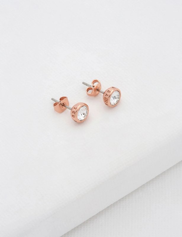Ted Baker Sinaa Crystal Stud Earrings with Rose Gold Tone Plating
