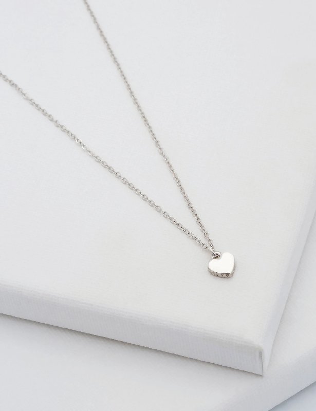 Ted Baker Hara Silver-Tone Tiny Heart Pendant Necklace with Adjustable Chain