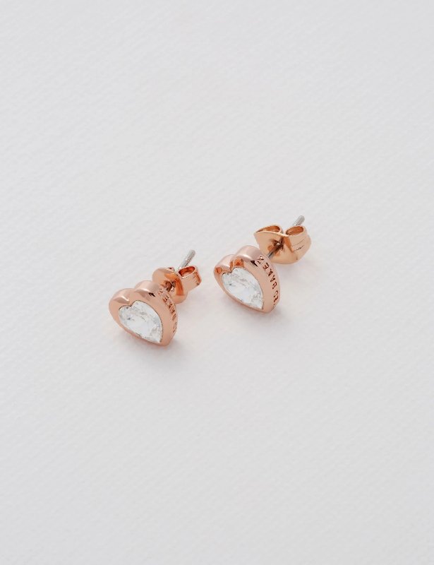 Ted Baker HAN Solitaire Crystal Heart Stud Earrings with Rose Gold-Tone Plating