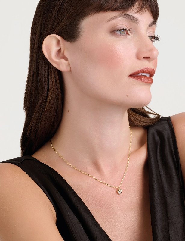 Ted Baker Hannela Crystal Heart Pendant Necklace in Yellow Gold Plated Finish