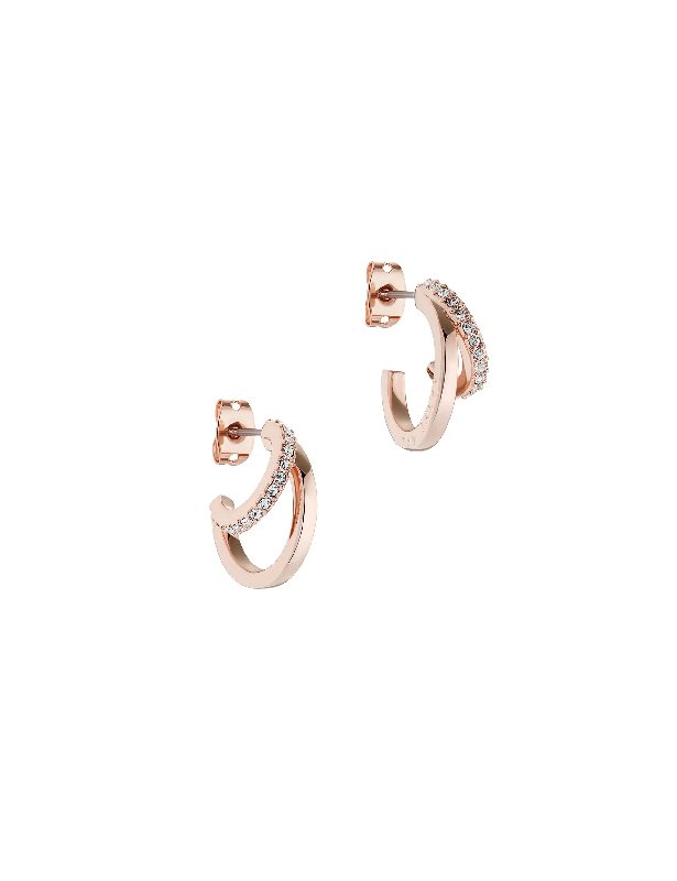 Ted Baker Rose Gold Plated Double Hoop Earrings with Crystal Accents