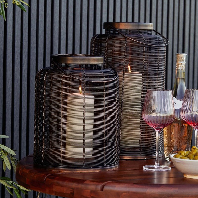Ivyline Hampton Copper Woven Metal Lantern, 40cm