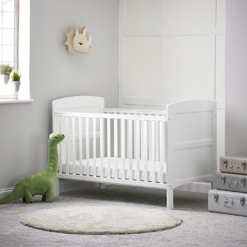 Obaby Grace Cot Bed, Cot Top Changer & Mattress in White