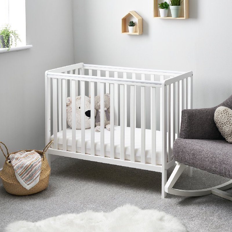 Obaby Bantam Space Saver Cot with Fibre Mattress in White