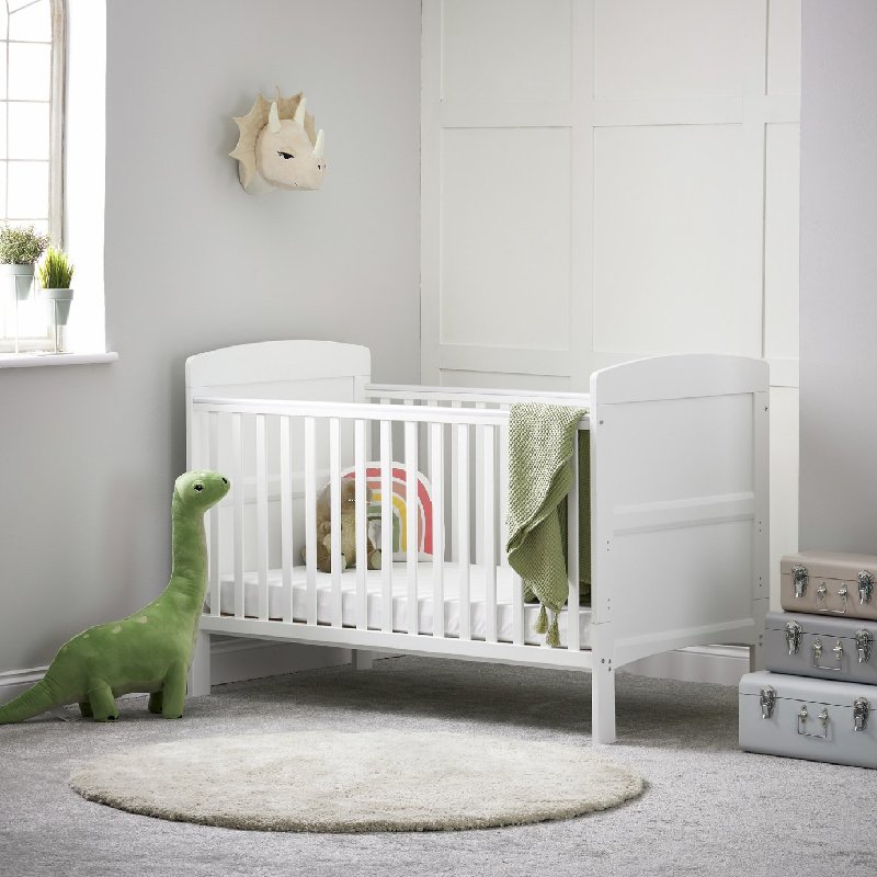 Obaby Grace Cot Bed with Mattress in White