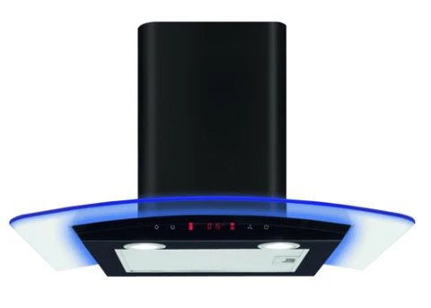 CDA EKP60BL 60cm Curved Glass Chimney Cooker Hood in Black