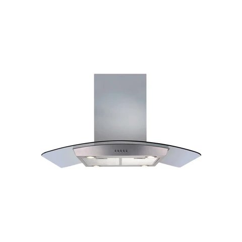 CDA ECPK91SS 90cm Curved Glass Island Cooker Hood with LED Lights in Stainless Steel