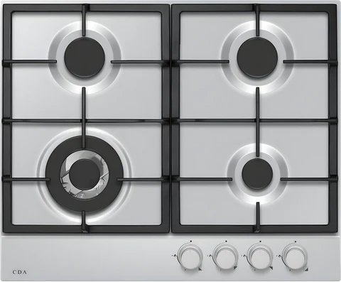 CDA HPG6200SS Stainless Steel 60cm 4 Burner Gas Hob with 2.8kW Wok Burner