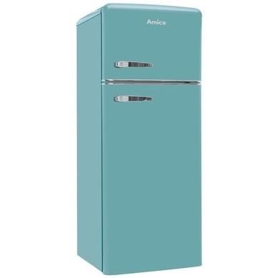 Amica FDR2213DB Blue Retro Top Mount Fridge Freezer, 208L Capacity, E Energy Rating