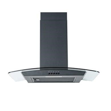 CDA SCCV60BL 60cm Curved Glass Chimney Cooker Hood in Black