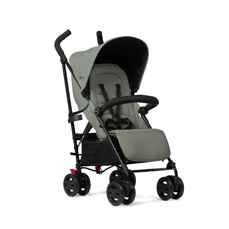 Silver Cross Pop Stroller in Sage with Raincover, Basket and Bumper Bar