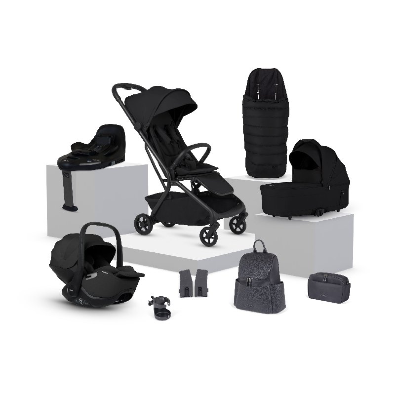 Silver Cross Nia Onyx Compact Travel System with 12-Piece Accessory Pack