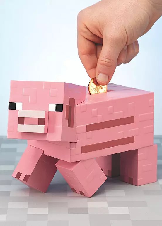 Minecraft Paladone Pig Money Bank, Plastic Piggy Bank
