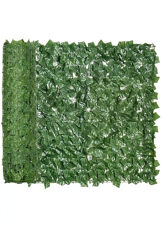 Outsunny Artificial Leaf Hedge Panel Privacy Screen on Roll, 1m x 3m, Green
