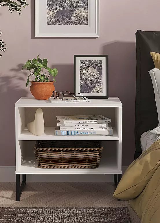 Tamworth Double Open Bedside Cabinet in Reed Green, Ready Assembled