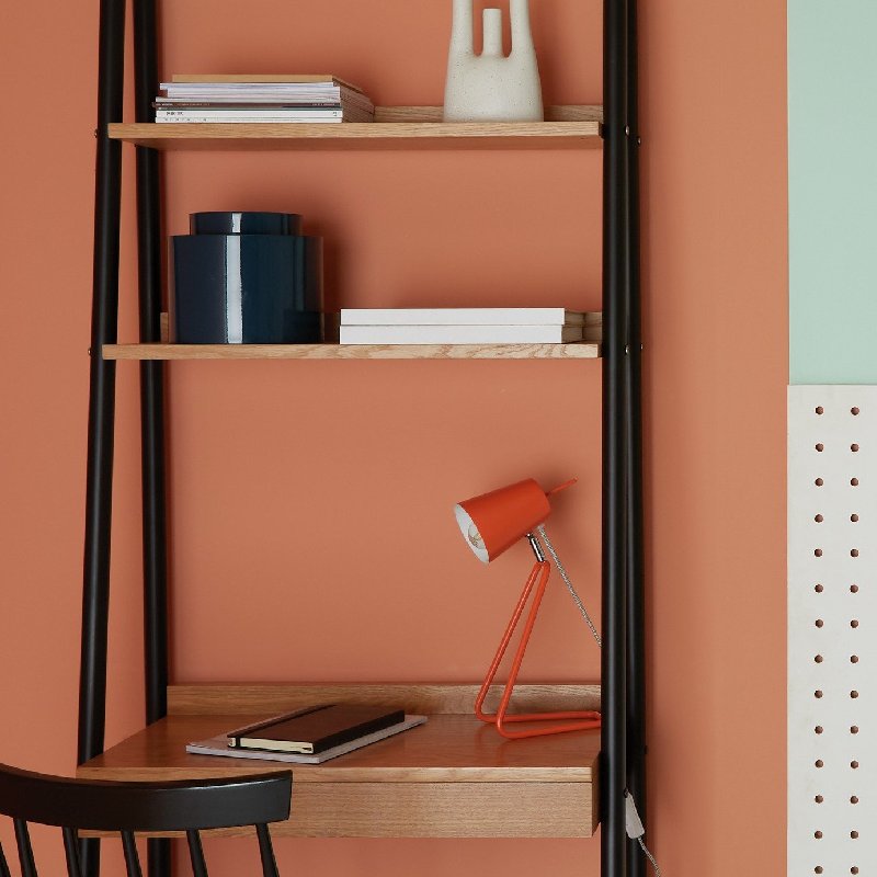 Habitat Lizzie Desk Lamp in Orange with Grey Herringbone Cable