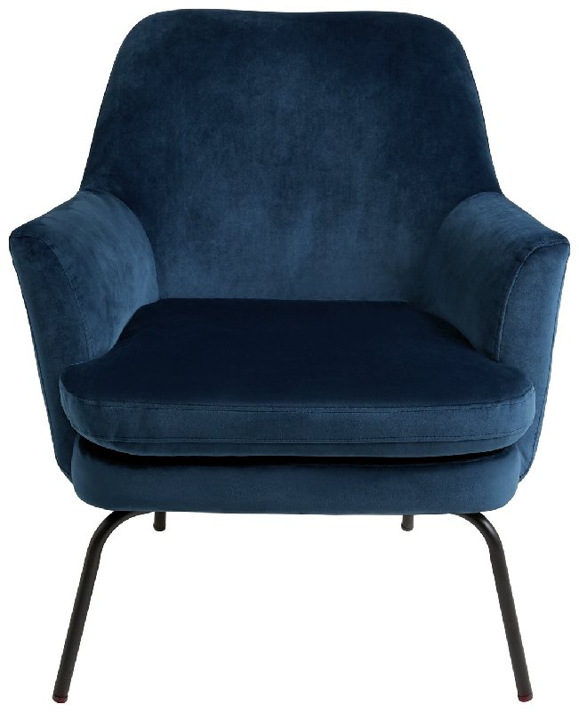 Habitat Celine Velvet Accent Armchair in Blue with Black Metal Legs