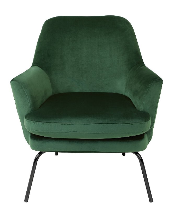 Habitat Celine Velvet Accent Chair in Green with Black Metal Legs