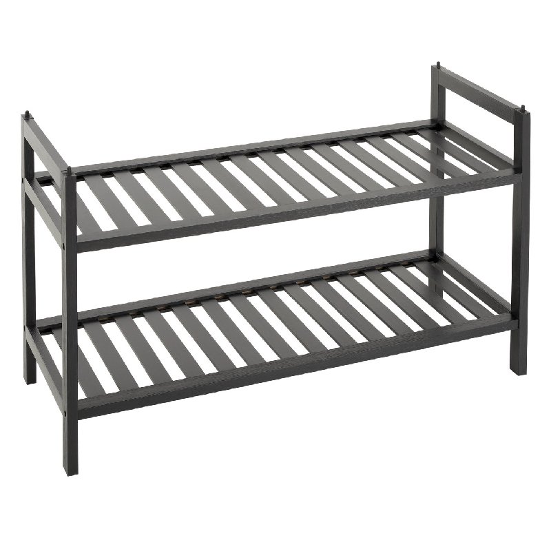Habitat Kitt Bamboo 2 Shelf Shoe Rack in Black