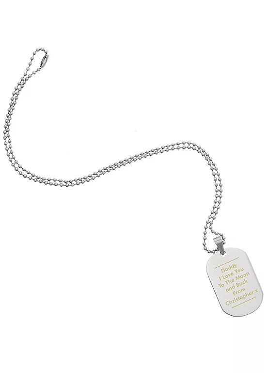Personalised Memento Men's Stainless Steel Dog Tag Necklace with 20.5 Inch Chain