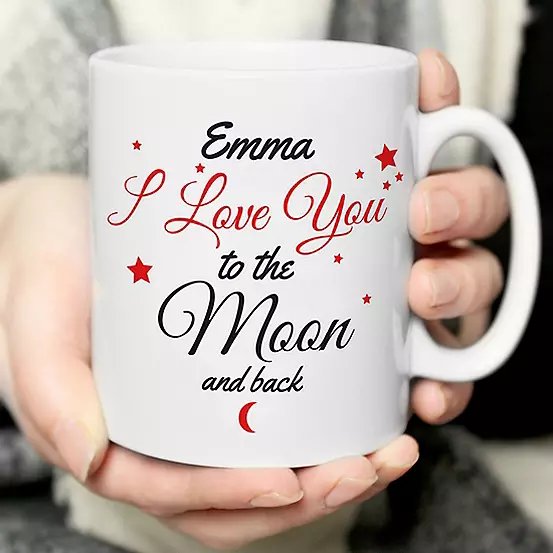 Personalised 'To The Moon And Back' Ceramic Mug, 312ml Capacity
