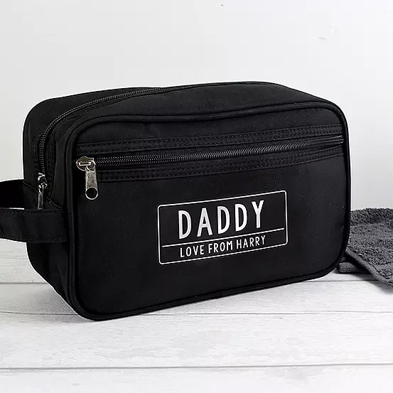 Personalised Memento Company Black Toiletry Bag with Free Text Customisation