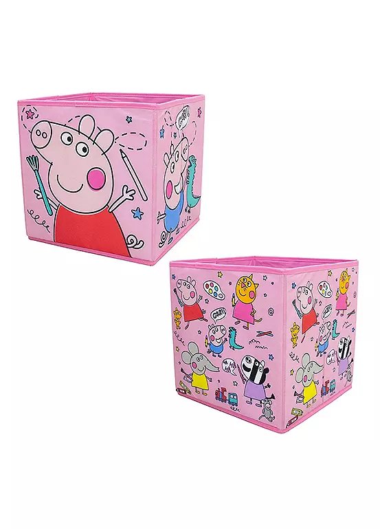 Peppa Pig Doodles Two Pack Storage Box Set, 30cm Cube, Polyester