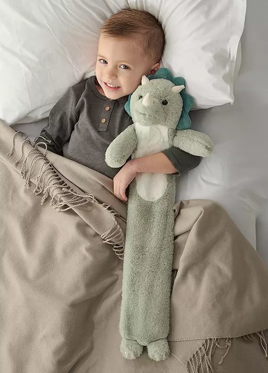 Aroma Home Kids Long Hot Water Bottle with Dinosaur Cover, 1 Litre Capacity