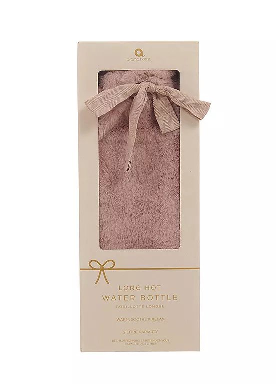 Aroma Home Long Hot Water Bottle with Pink Faux Fur Cover