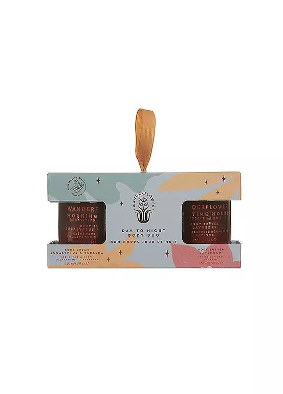 Wanderflower Day To Night Body Duo Gift Set with Eucalyptus & Verbena Cream and Lavender Butter