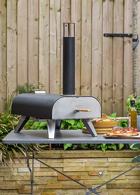 Zanussi ZPO1BPC Wood Pellet Pizza Oven with 12-Inch Capacity, Paddle and Storage Bag in Black
