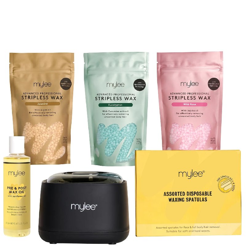 Mylee Strip Off Wax Kit with Digital Heater, Jasmine, Wild Rose & Eucalyptus Wax 250g Each