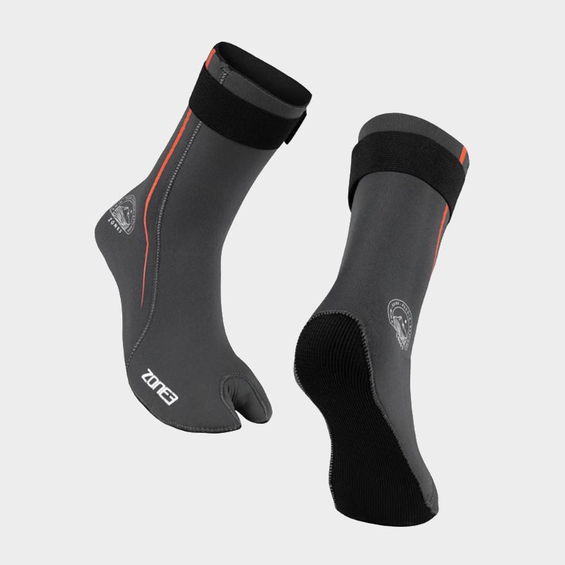 Zone3 Active-Flex Swim Socks Grey/Orange