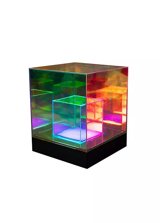 Menkind Holographic Cube Desk Lamp with USB Power