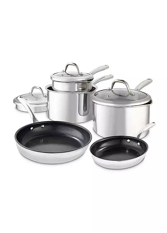 Good Food by Tower Tri-Ply 5 Piece Cookware Set - Silver
