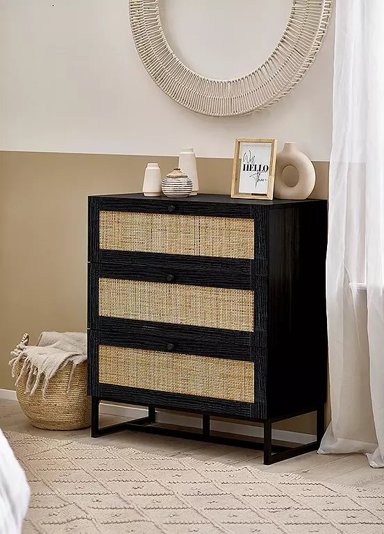 Julian Bowen Padstow 3 Drawer Chest in Black