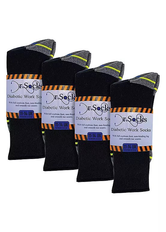Dr.Socks Men's Diabetic Work Socks Multipack - Non-Elastic Breathable Socks