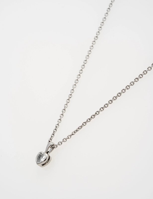 Ted Baker Harlow Mini Crystal Heart Pendant Necklace, Silver Tone, 48cm Chain