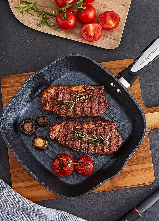 Morphy Richards 26cm Forged Aluminium Black Square Grill Pan