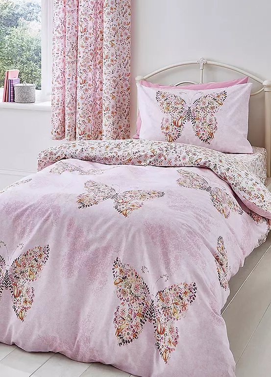 Catherine Lansfield Enchanted Butterfly Bedding Set - Single, Pink, 200x135cm