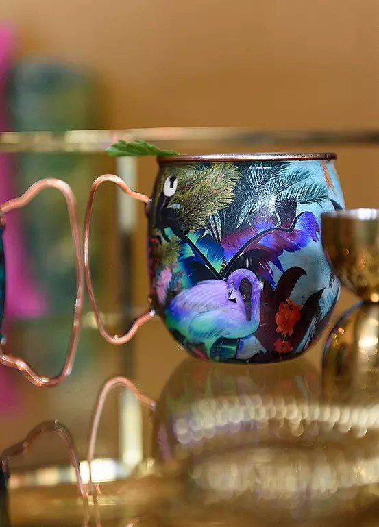 Mikasa x Sarah Arnett Stainless Steel Moscow Mule Mug, 450ml, Flamingo Design